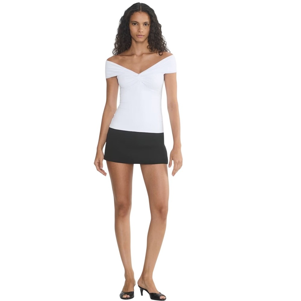 Petal + Pup White Off The Shoulder Ruched Sweetheart Top Size L